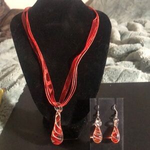 Glass made necklace and matching earrings​